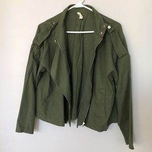 NWOT Sophie Rue Green Moto Military Jacket Coat